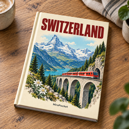 Livre photo personnalisé Suisse MiraPocket posé sur une table